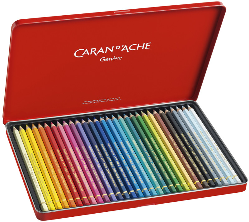 Crayon de couleur Swisscolor Boîte métal 12 pièces Caran d'Ache