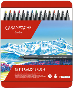 CARAN D'ACHE Feutre FIBRALO Brush, étui métal de 15