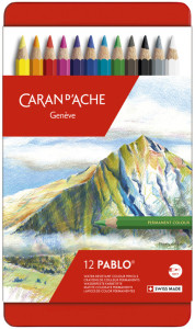 CARAN D'ACHE Crayons de couleur PABLO, étui métal de 18