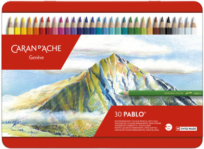 CARAN D'ACHE Crayons de couleur PABLO, étui métal de 30