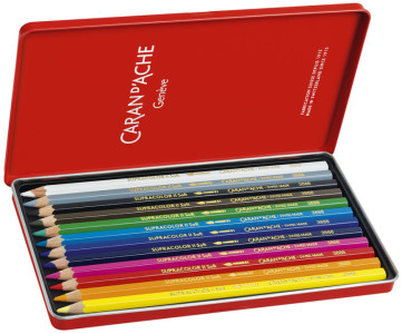 CARAN D'ACHE Crayons de couleur SUPRACOLOR, étui métal de 12