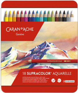 CARAN D'ACHE Crayons de couleur SUPRACOLOR, étui métal de 18