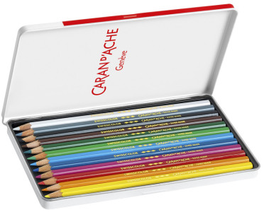 CARAN D'ACHE Crayons de couleur Swisscolor, étui métal de 12