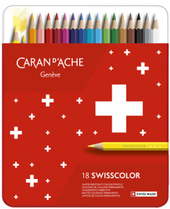 CARAN D'ACHE Crayons de couleur Swisscolor, étui métal de 18