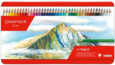 CARAN D'ACHE Crayons de couleur PABLO, étui métal de 40