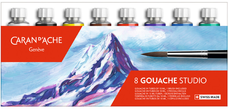 Étui carton de 10 tubes de peinture gouache de 10 ml - scolaire