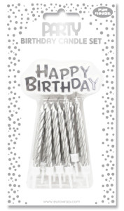 Clairefontaine Bougie d'anniversaire Happy Birthday, argent