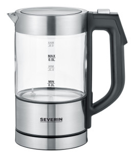 SEVERIN Mini bouilloire en verre WK 3458, inox / noir