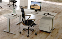 Bureau Kerkmann Form 2 avec rallonge, 1 600 mm (l), gris Bureau Kerkmann Form 2 avec rallonge, 1 600 mm (l), gris