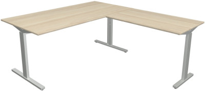 kerkmann Schreibtisch Form 2 mit Anbau, (B)1.600 mm, grau
