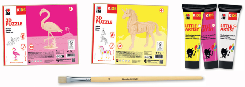 Marabu KiDS Kit peinture & puzzle Little Artist, flamant