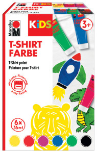 Marabu KiDS Peinture pour T-Shirt, 36 ml, tube, set de 6