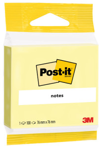 Post-it 3M notes adhésives, 70 x 127 mm, jaune, blister