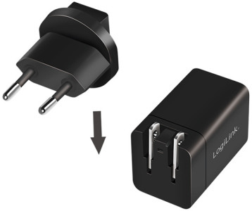 LogiLink Adaptateur de voyage USB, USB A & USB C, GaN