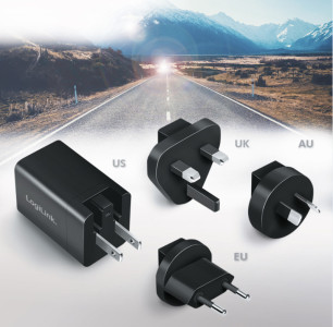 LogiLink Adaptateur de voyage USB, USB C, technologie GaN