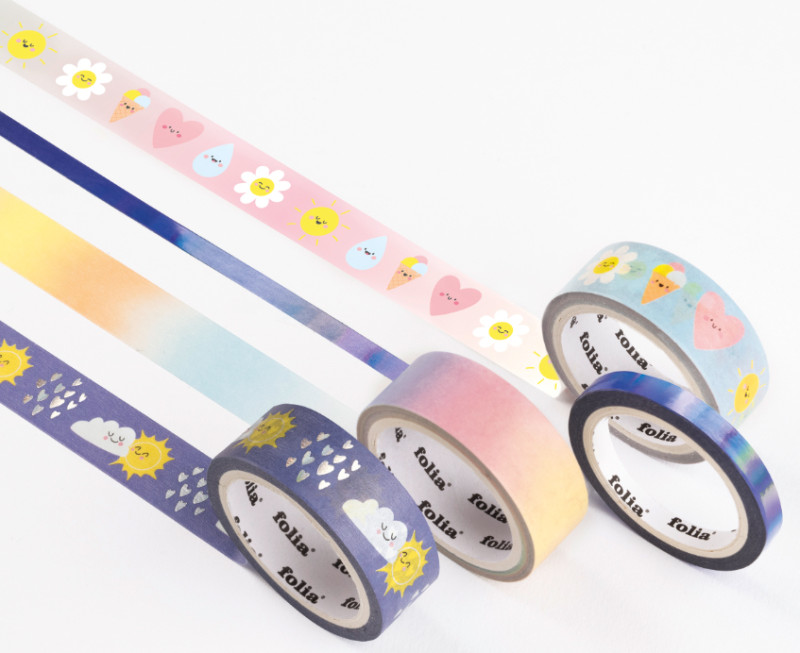 folia Deko-Klebeband Washi-Tape HOTFOIL RAINBOW CLOUDS, 4er