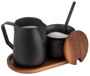 APS Kit lait/sucre, bois d'acacia/acier inoxydable, 5 pièces