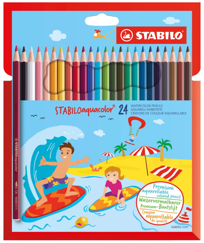 STABILOaquacolor crayon de couleur, pastel, étui de 12 pièces