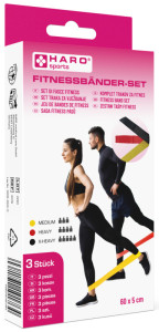 HARO Set de bandes de fitness, léger - medium, set de 3