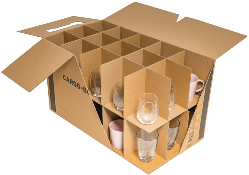 SMARTBOXPRO Carton à verres, en carton ondulé, brun