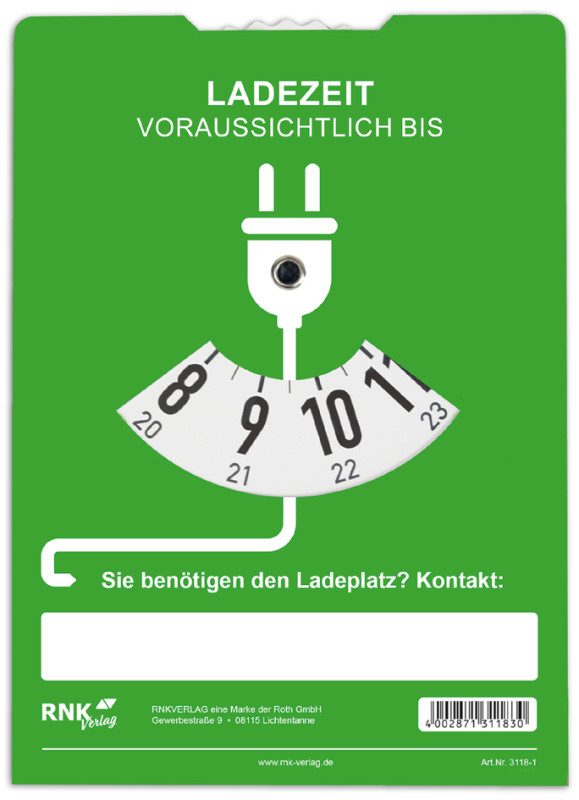 RNK Verlag Parkscheibe mit Ladescheibe, Karton, blau/grün