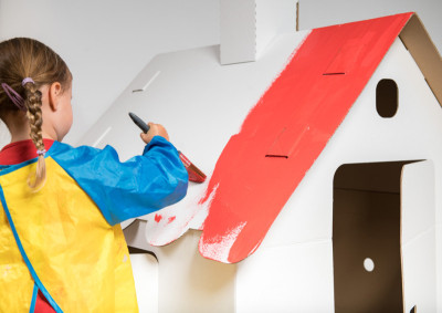 SMARTBOXPRO Maison de jeu, en carton ondulé, blanc