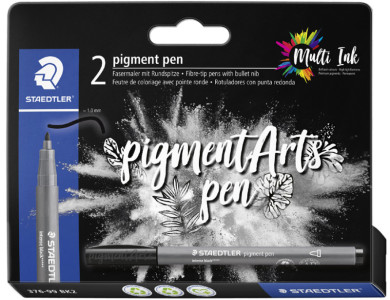 STAEDTLER Feutre pigment pen, noir, étui carton de 2