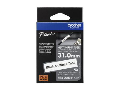 Brother HSe-261E Ruban thermorétractable Noir sur blanc 31,0 mm x 1,5 m