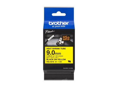 Brother HSe-621E Ruban thermorétractable Noir sur jaune 9,0 mm x 1,5 m