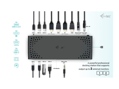 I-Tec : USB-A/-C TB DUAL DOCK DUAL DISPLAY DOCK PD 100W