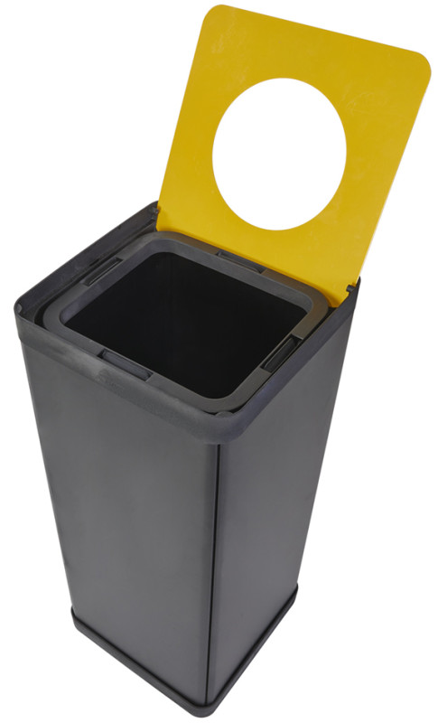 ALBA Poubelle de tri sélectif 50L en acier et ABS Jaune, pour déchets  plastique - Dim. L31 x H73 x P31 cm