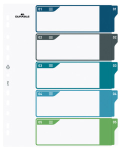 DURABLE Intercalaire en plastique, numérique, A4, 5 touches