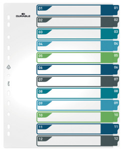 DURABLE Intercalaire en plastique, numérique, A4, 6 touches