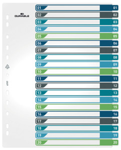 DURABLE Intercalaire en plastique, numérique, A4, 6 touches