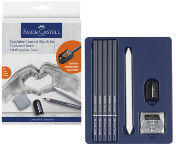 FABER-CASTELL Kit de dessin GOLDFABER CHARCOAL, 8 pièces