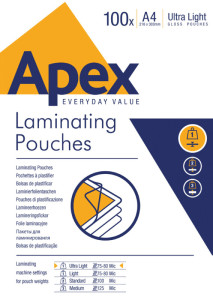 Apex Pochette à plastifier Ultra Light, A4, 150 microns