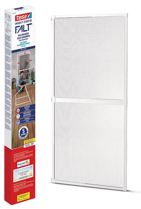 Tesa Moustiquaire Porte à Lamelles ALU Extensible - Protection Insectes Balcon Terrasse Sans Perçage