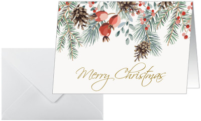 Carte de Noël sigel « Baies rouges et pommes de pin », DIN A6