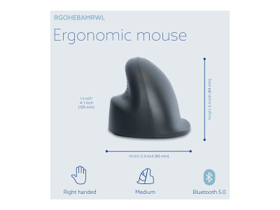 R-Go Tools : R-GO HE BASIC MEDIUM ERGONOMIC MOUSE RIGHT-HANDED BLUETOOTH