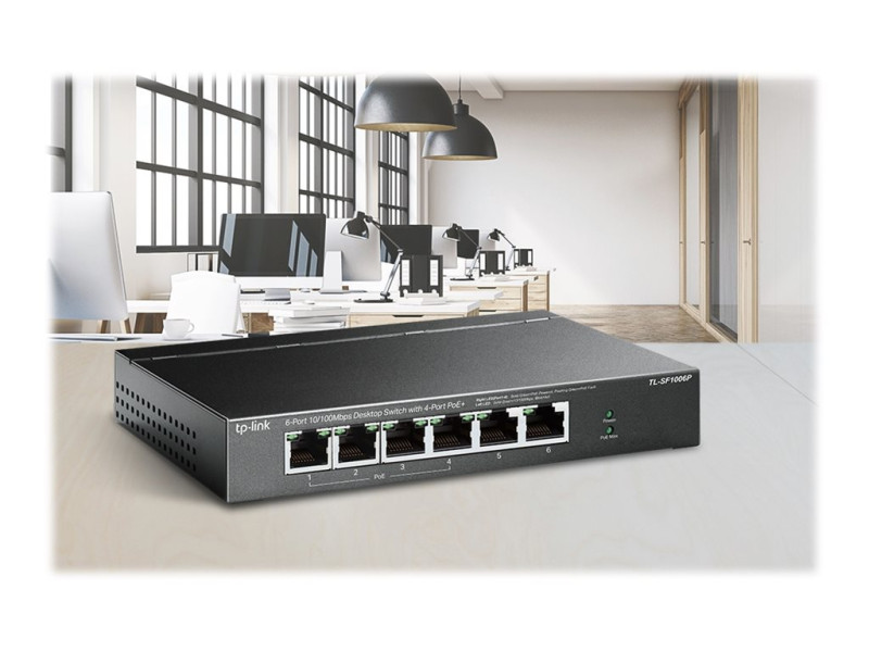 TP-Link : 6-PORT 10/100 MBPS DESKTOP SWITCH avec 4-PORT POE+