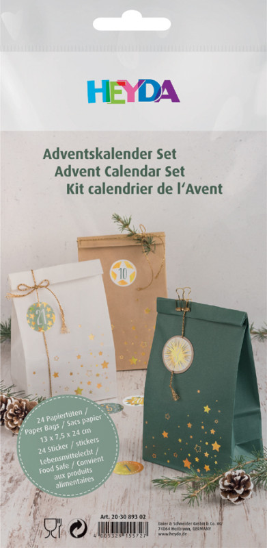 HEYDA Kit calendrier de l'Avent, sachets en papier, grand