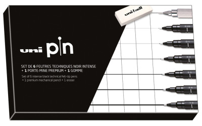 uni-ball Set d'écriture uni pin, coffret de 8 pièces