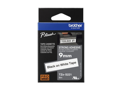 Brother : TZE-S221 LAMINATED tape 9MM 8M BLACK ON WHITE