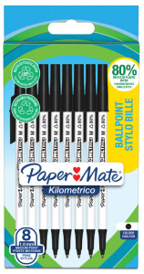 Paper:Mate Stylo à bille Kilometrico, blister de 8, bleu