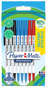 Paper:Mate Stylo à bille Kilometrico, blister de 8, bleu