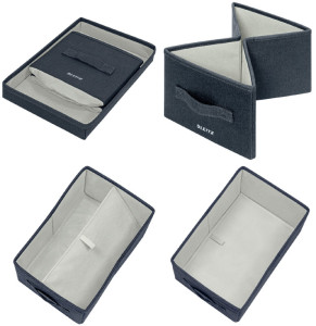 LEITZ Boîte de rangement en tissu, taille M, set de 2, gris