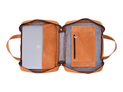 R-Go Tools : VIVA LAPTOP BAG 15.6IN BROWN - FULL GRAIN LEATHER BROWN
