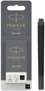 PARKER Cartouche d'encre longue QUINK, en blister, bleu noir