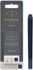 PARKER Cartouche d'encre longue QUINK, en blister, bleu noir