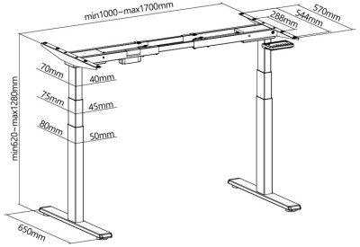 LogiLink Piètement de bureau,hauteur réglable électriquement